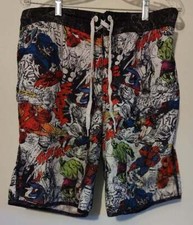 Men's Sz L Marvel Avengers Superheroes Print Board Shorts Swimming Trunks