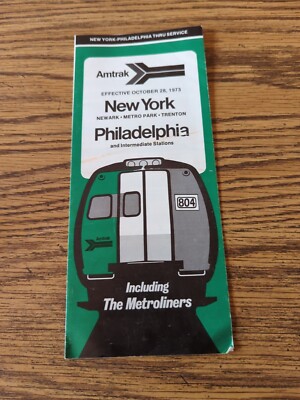 Vintage 1973 Eisenbahn Zugführer Broschüre New York nach Philadelphia Zeittafel 