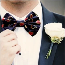 Alice in Wonderland Pre Tied Bow Tie Formal Wedding Tux Prom Poker Handmade