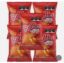 Sabritas Mexican Chips Ruffles  Mega Crunch Salsa Roja, 5 BAGS (42 G )