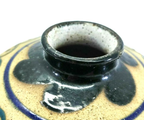 Glazed & Matte Stoneware Potter Base Handmade Geometric Pattern - Picture 6 of 12