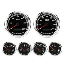 W PRO 6 Gauge Set 85mm GPS Speedometer 120 MPH Waterproof Car Marine Boat Truck