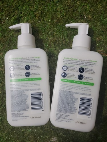 2Pack CeraVe Hydrating Cream-to-Foam Cleanser w/ Ceramides Removes Makeup 8oZ - Picture 2 of 2