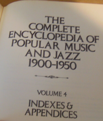 Hardcover c1974 Complete Encyclopedia Popular Music + Jazz Volume