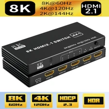 4 Port 8K HDMI 2.1 Switch 4 in 1 out 4K 120Hz HDR HDMI 2.1 Switcher 4X1 HDCP 2.3