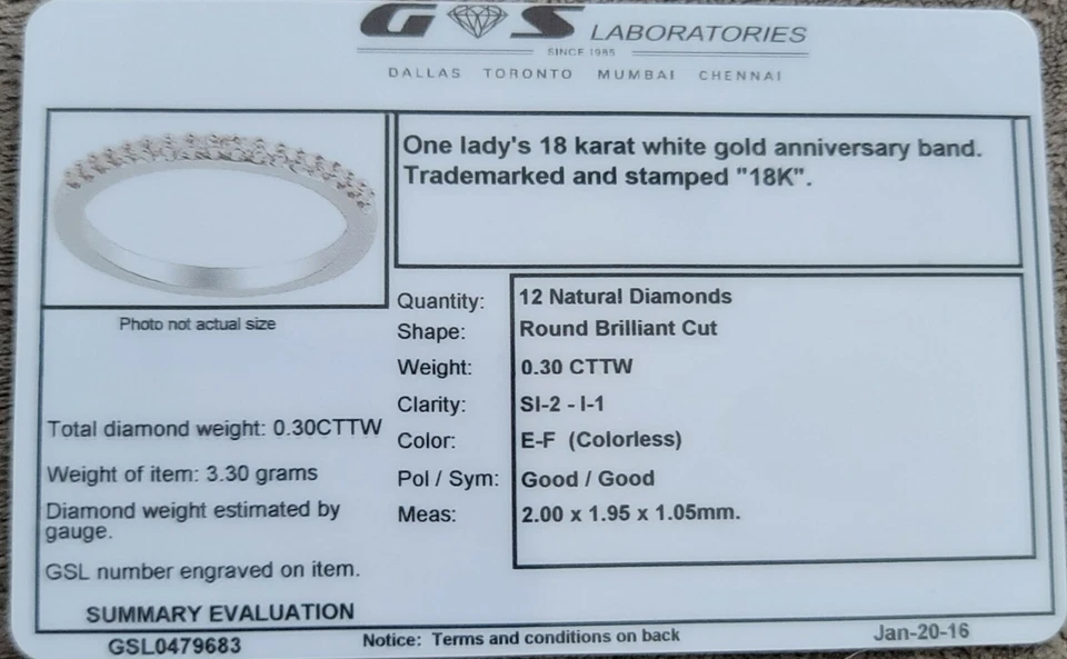 1/3 CT. T.W. Alianza de diamantes en oro blanco de 14K (I/SI2) Foto 3 de 3