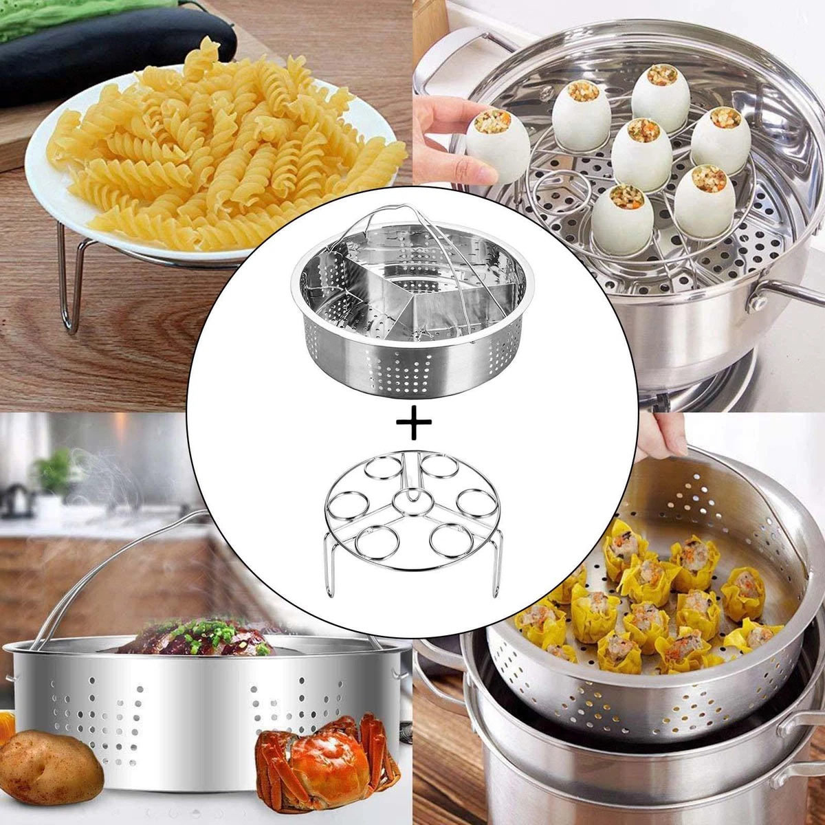 3 Pieces 304 Stainless Steel Steamer Basket for Fruit 5/6/8 Qt Instant Pot