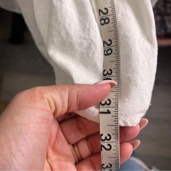 OFF WHITE Abito leggero Zara Off White misto lino cottage core a strati fumè taglia M