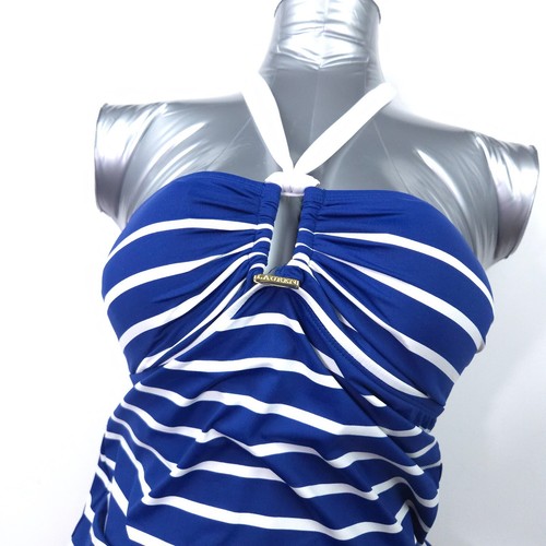 RALPH LAUREN WOMENS TANKINI HALTER SWIMSUIT -10- WHITE BLUE STRETCH 2-PIECE -NEW - Picture 7 of 13