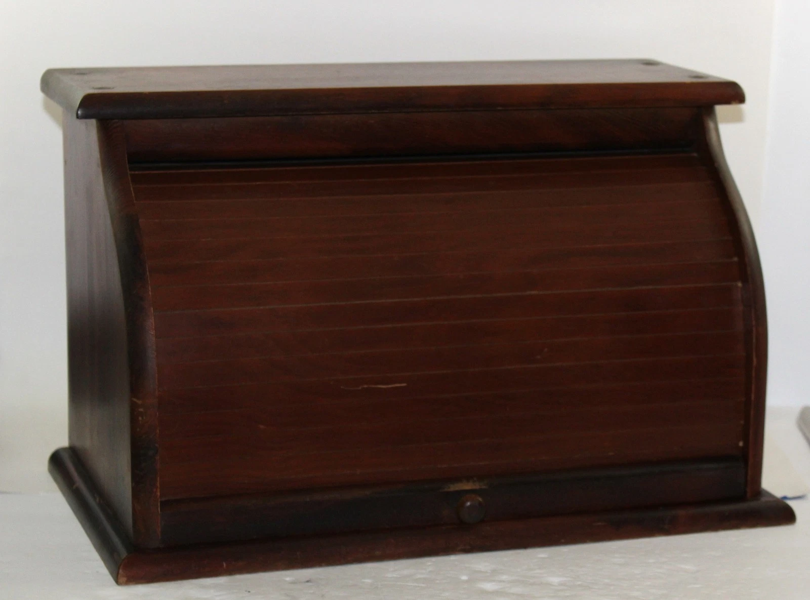 VINTAGE SOLID WOOD ROLL TOP BREAD BOX HANDMADE RUSTIC FARMHOUSE PRIMITIVE