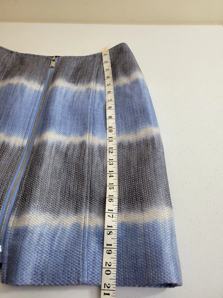 Per Se Skirt Blue Tie Dye Weave Linen Zipper Pencil Straight Women's Size 8 - Image 4 of 4