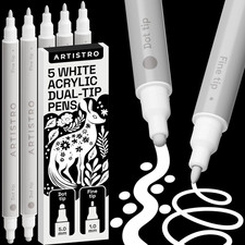 ARTISTRO 5 White Acrylic Paint Markers for Rock, Fabric, Wood, Glass, Decoration