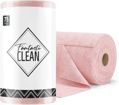 Fantasticlean Microfiber Cleaning Cloth Roll 75-Pack   Tear-Away 12''x12'' Towels 