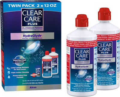 Clear Care plus Cleaning Solution with Lens Case, Twin Pack, Multi, 12 Oz, Pack
