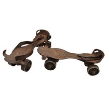 Pair of 1920s Antique RUSTY Roller Skates with Wheels Sports Decoration Pieces