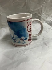 Coca Cola VTG Coffee Cup Mug Polar Bear Push 1996 Christmas Holiday Collectible