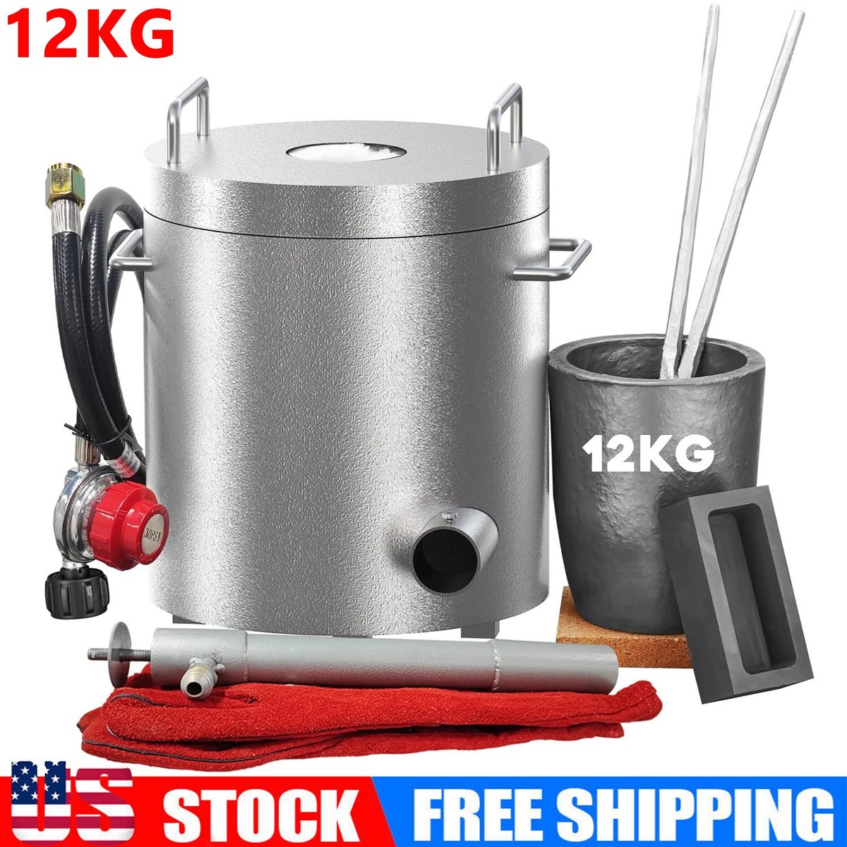 12KG Propane Melting Furnace Kit Foundry 2700°F Smelting for Metal