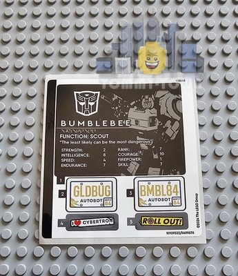 Lego Icons NUR AUFKLEBERBOGEN für Lego Set 10338 Transformers: Bumblebee