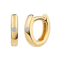 Cai Klappcreolen Aus 925/- Sterling Silber Vergoldet GläNzend 2 Zirkonia Weiß