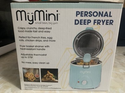MyMini Personal Deep Fryer 1.5L 700W 180-375°F Adj Thermostat Basket Blue