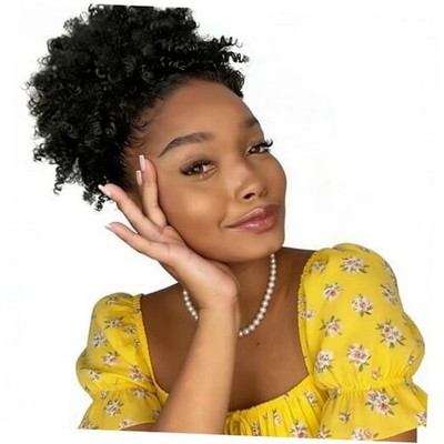 Afro Puff Kinky Curly Drawstring 12 Inch (Pack of 1) Natural Black (1pc-sc)