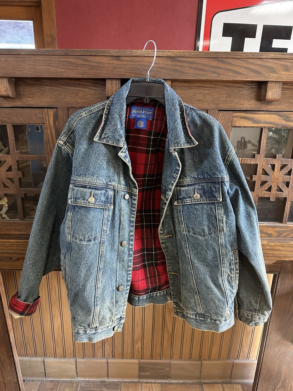 Pendleton Blue Jean Jacket Flannel Lined Men’s L - image 1