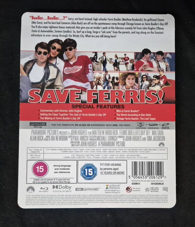 Ferris Bueller's Day Off 4K UHD Blu-ray Steelbook - VGC - Image 2 of 4