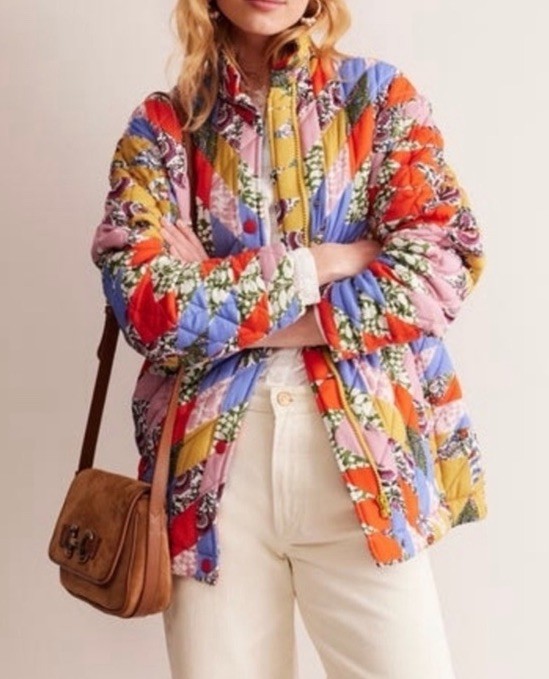 Boden Patchwork Quilted Oversized Jacket M EUC - image 2