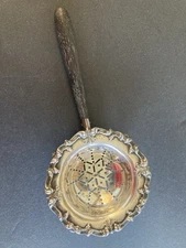 Antique Sterling Silver And Ebony Tea Strainer, 19th c Marked Sterling 2094