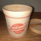 ARISTOCRAT Ice Cream Sealright Pint Container W/Wooden Spoon Fulton NY 1940s NOS — photo 2