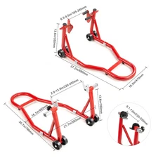 Motorcycle Front Rear Wheel Bracket Chock Lift Stand Part Bike Shop Garage Red