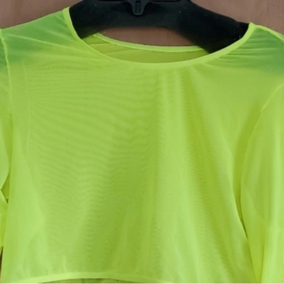 Top corto transparente de neón talla mediana festival verano manga larga festival concierto Foto 3 de 4