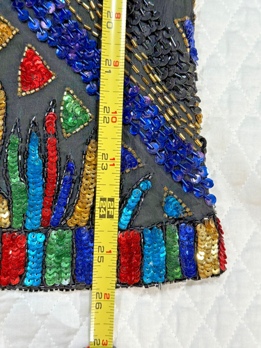 Giacca blazer Rina Z VINTAGE nero/colorato taglia Med seta anni 80 impreziosita a mano - Foto 3 di 8