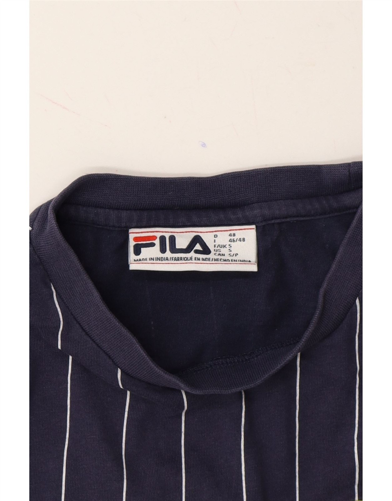 FILA Maglietta Uomo Grafica Top Piccolo Blu Navy Cotone Gessato AP03