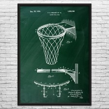 Basketball Hoop Patent Wall Art: Basketball Posters, Gift For Coach, Sports Art