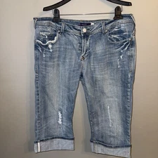Vigoss  Capri Cuffed Distressed  Denim Jeans.   Size 27