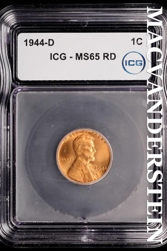 1944-D Lincoln Wheat Cent- ICG-MS65 RD  Gem Brilliant Uncirculated #SLM154