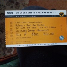 WOLVERHAMPTON WANDERERS v WEST HAM UNITED MATCH TICKET 2004/5