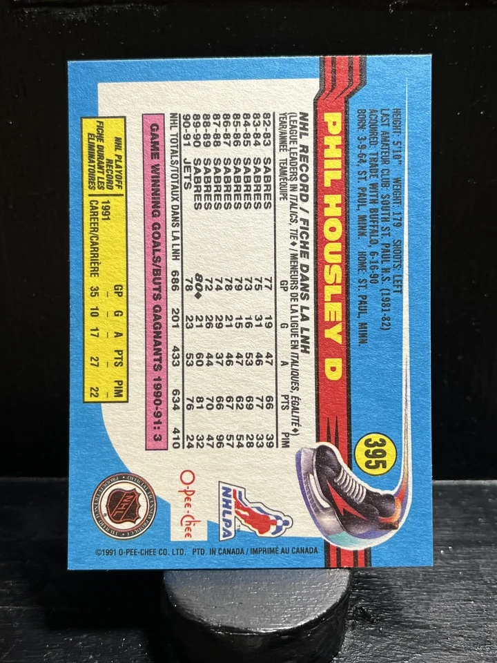 Phil Housley #395 1991-92 O-Pee-Chee Winnipeg Jets - Image 2 of 2