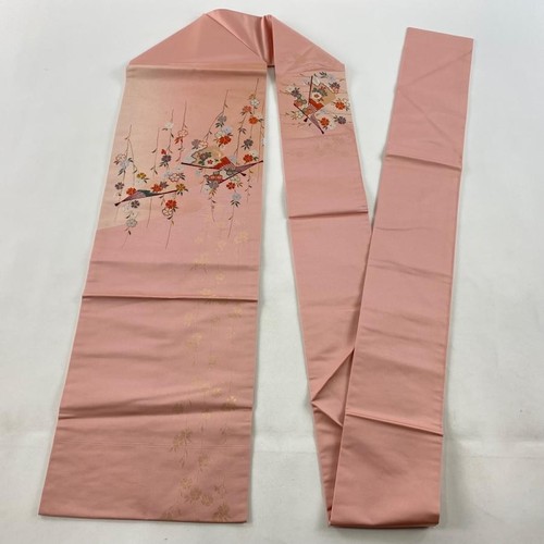 JAPANESE KIMONO BELT NAGOYA OBI PINK PURE SILK BB9310 YZ - Picture 5 of 5