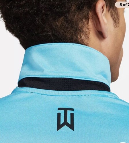 Nike Mens TW Tiger Woods Striped Short Sleeve Golf Polo Blue Sz Med DR5318 - Picture 4 of 6