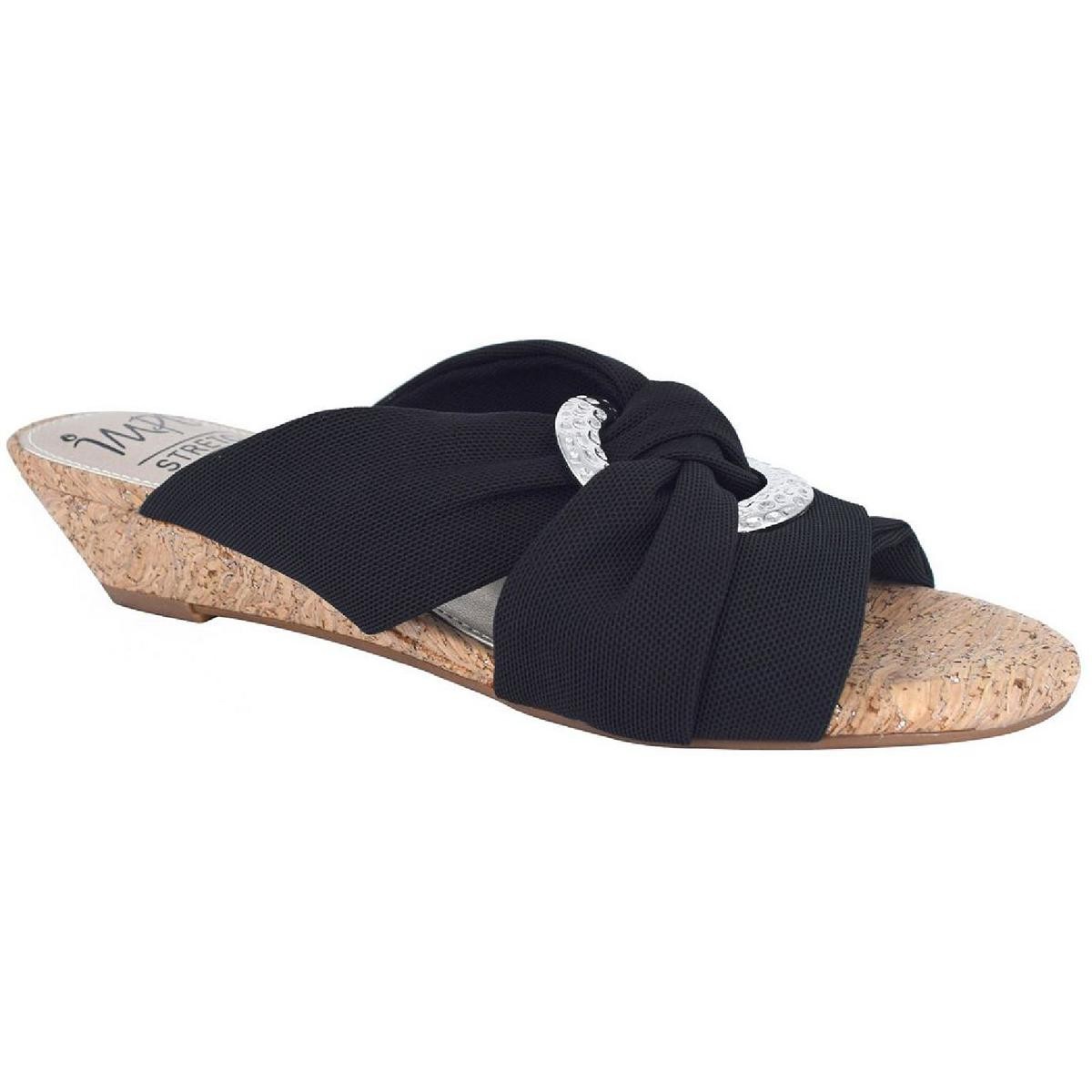 Женские босоножки на танкетке Impo Rexine черного цвета с узлом спереди 8 средних размеров BM BHFO 6622 5390₽