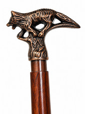 Wooden Walking Stick, Victorian Black Handle Design, Vintage Designer Cane