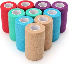 Lotfancy Vet Wrap, 4 Inch X 5 Yards, 10 Pack Self Adhesive Bandage Wrap, Non-Wov