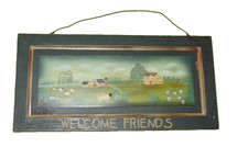 Folk Art Welcome Friends Wood Sign Primitive ...