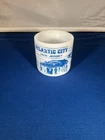 Vintage Atlantic City New Jersey NJ Federal Glass White Coffee Mug Cup Blue Text