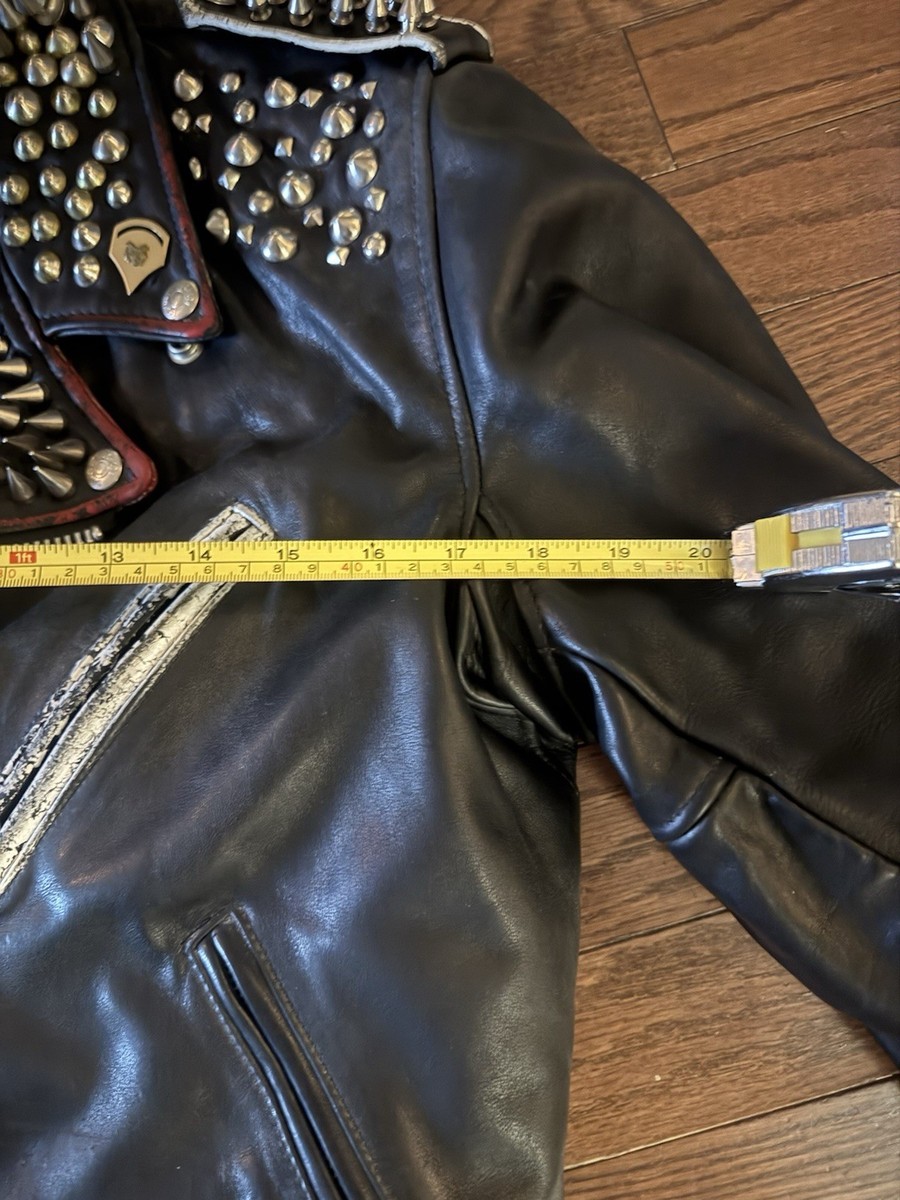 80s/90s Rare Punk Studded Black Leather Jacket - Size 38