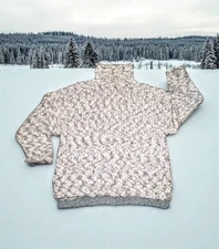 COTTAGE MILLS NDX Heavy Black Cream WOOL Blend FUZZY Knit Sweater Women's Large