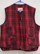 VTG Woolrich Adult Extra Large Buffalo Plaid Hunting Wool Vest 