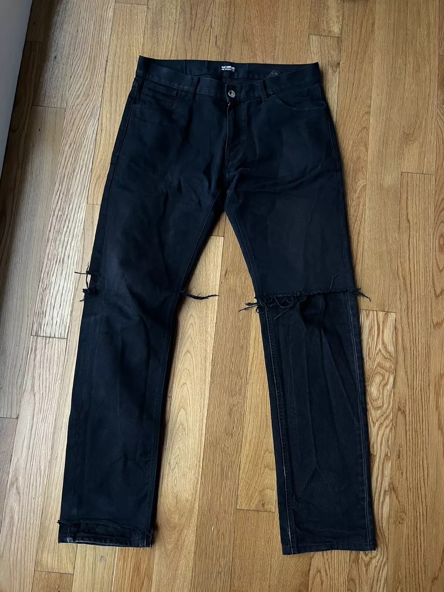 raf simons double destroyed denim aw20-21 size 34 | eBay